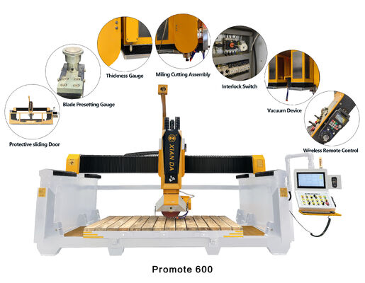 آلة قطع جسر أوتوماتيكية بخمسة محاور مع نظام DDX لمعالجة الحجر وحجم أقصى 3200x2000 مم