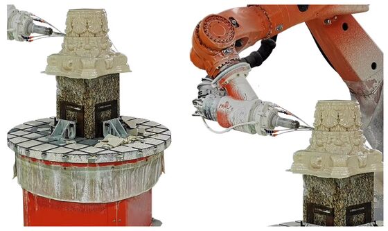 آلة قطع الحجر الروبوتية CNC ذات 6 محاور مع التحكم المتداخل ومؤخرة BT40 للنحت على نطاق واسع 3100 ملم