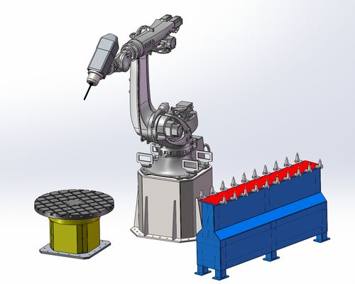 آلة قطع الحجر الروبوتية CNC ذات 6 محاور مع التحكم المتداخل ومؤخرة BT40 للنحت على نطاق واسع 3100 ملم
